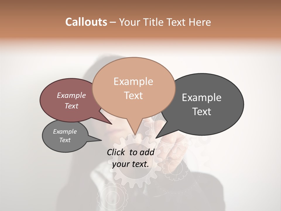 Businesswoman Gear Finger PowerPoint Template