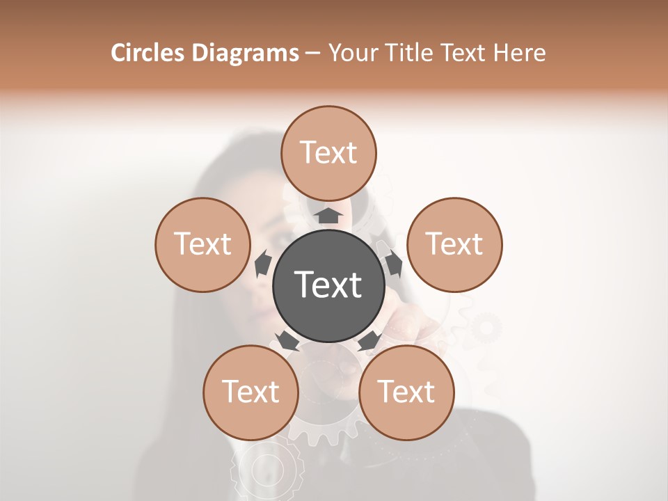 Businesswoman Gear Finger PowerPoint Template