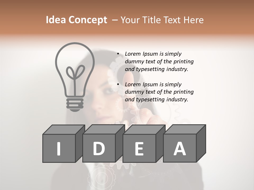 Businesswoman Gear Finger PowerPoint Template