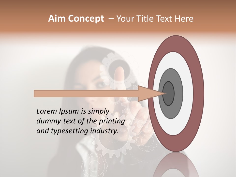 Businesswoman Gear Finger PowerPoint Template