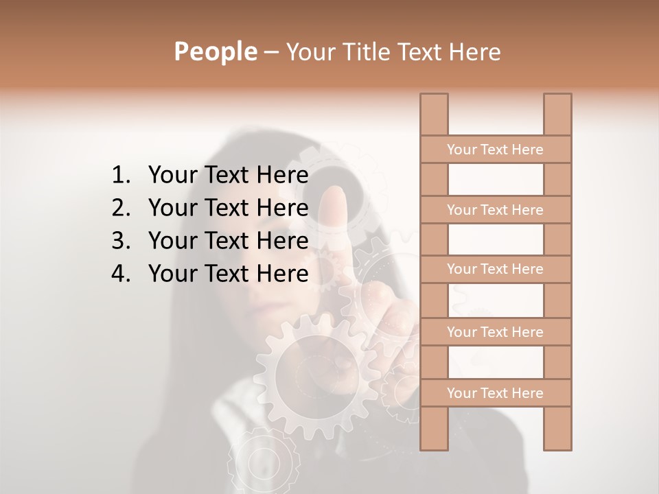 Businesswoman Gear Finger PowerPoint Template