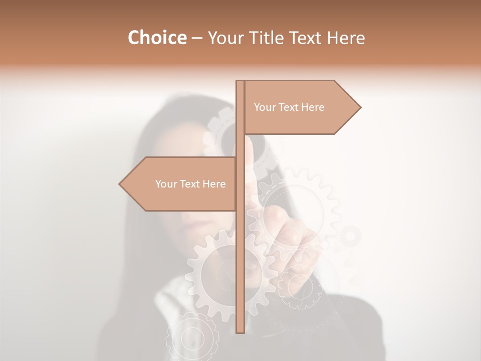 Businesswoman Gear Finger PowerPoint Template