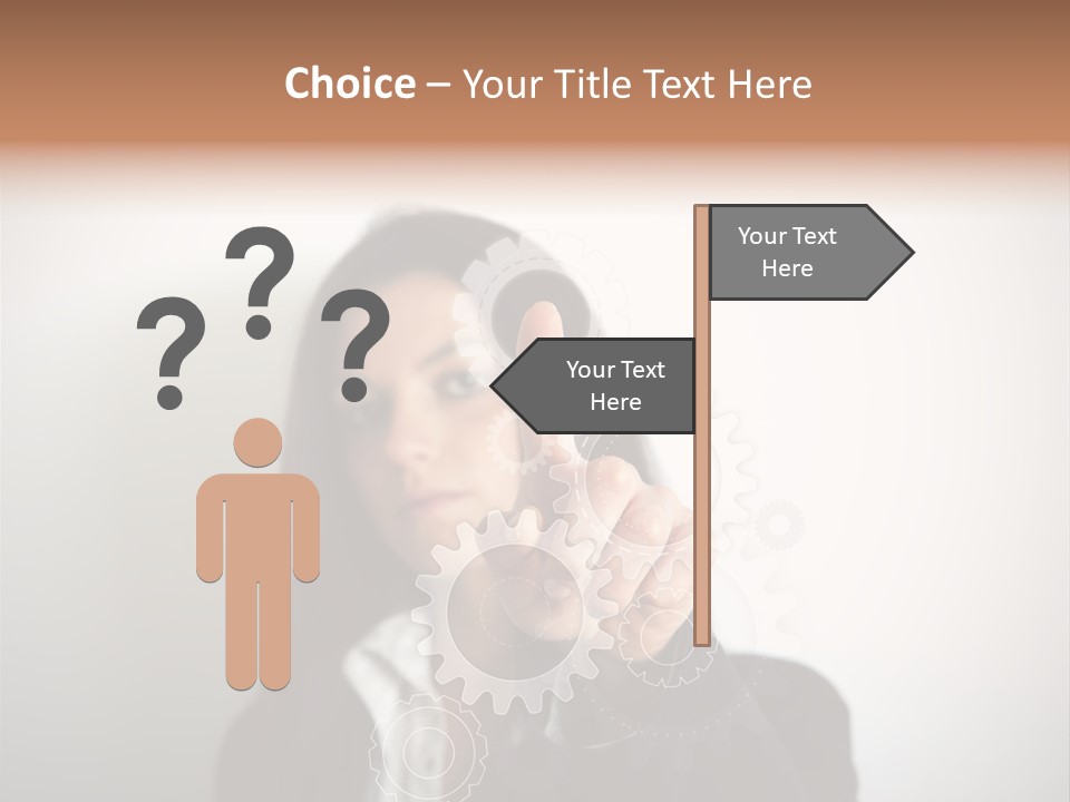 Businesswoman Gear Finger PowerPoint Template