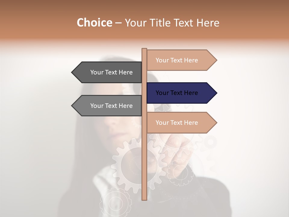 Businesswoman Gear Finger PowerPoint Template
