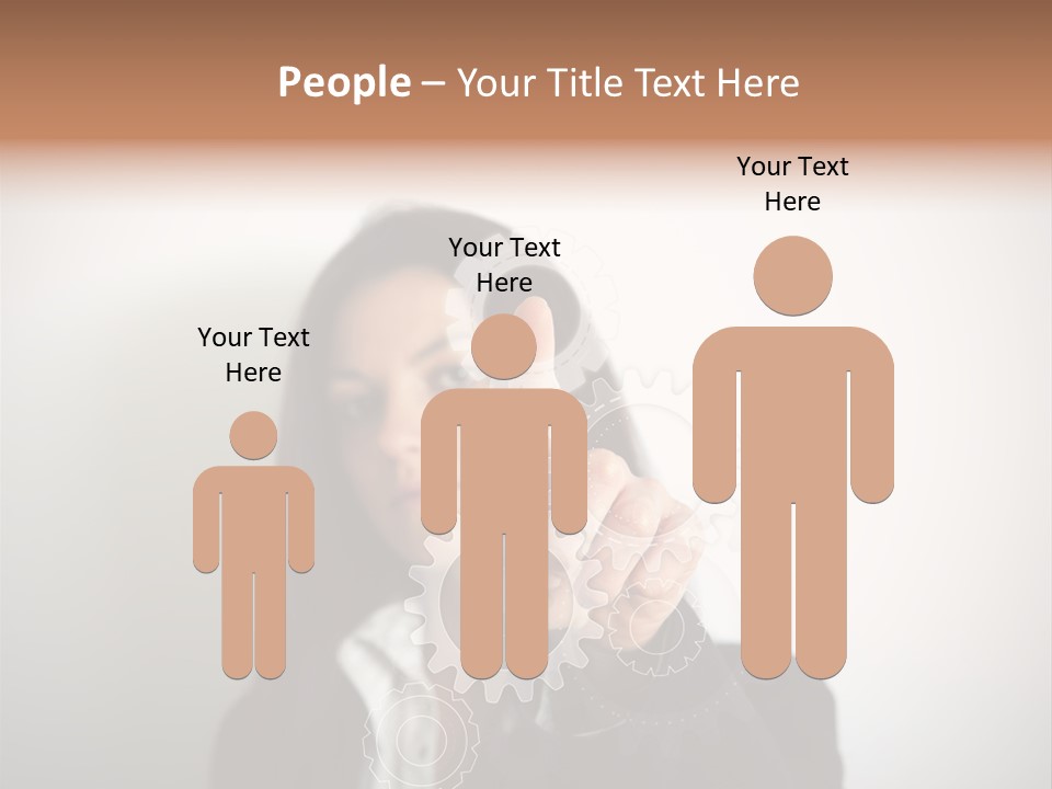 Businesswoman Gear Finger PowerPoint Template