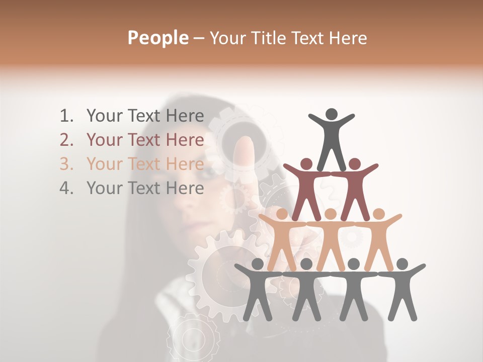 Businesswoman Gear Finger PowerPoint Template