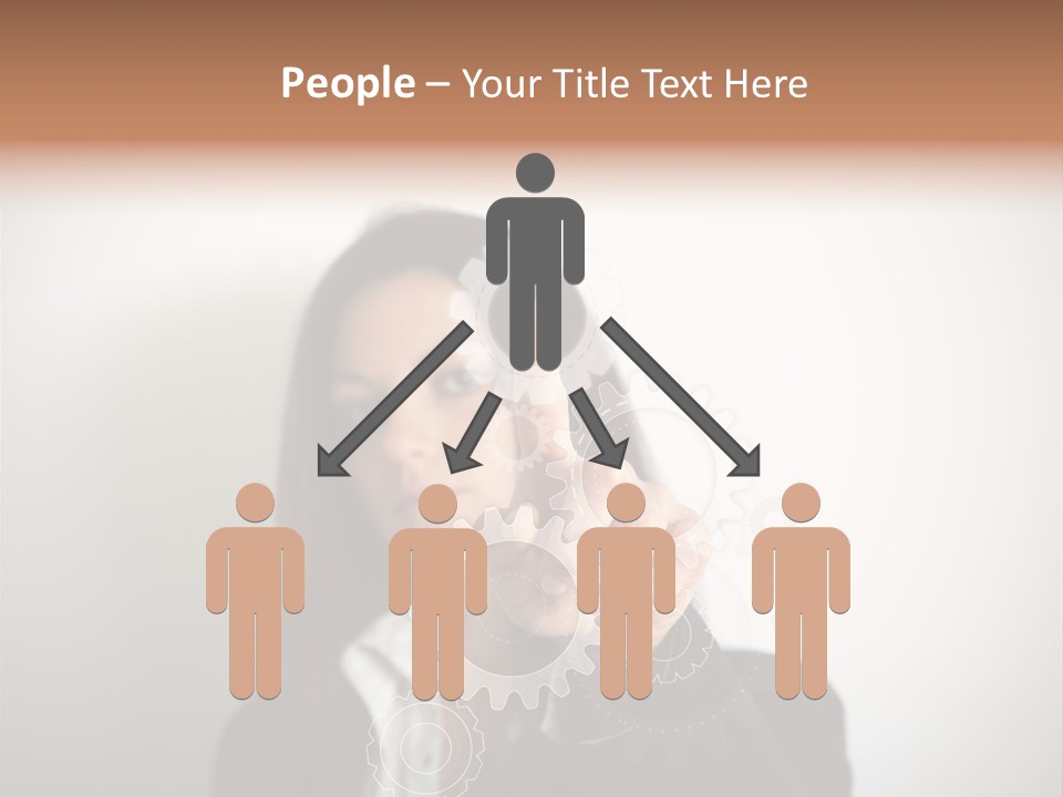 Businesswoman Gear Finger PowerPoint Template
