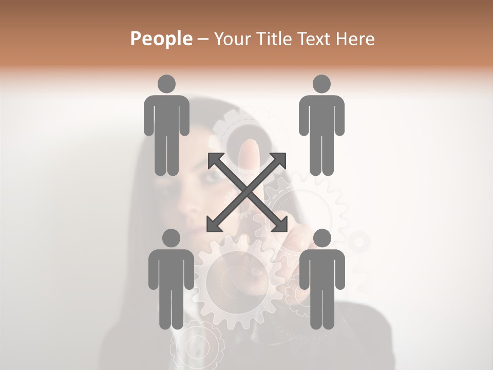 Businesswoman Gear Finger PowerPoint Template