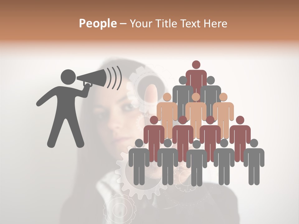 Businesswoman Gear Finger PowerPoint Template