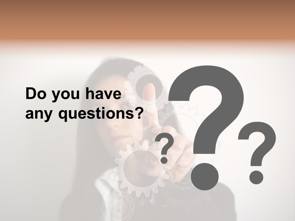 Businesswoman Gear Finger PowerPoint Template