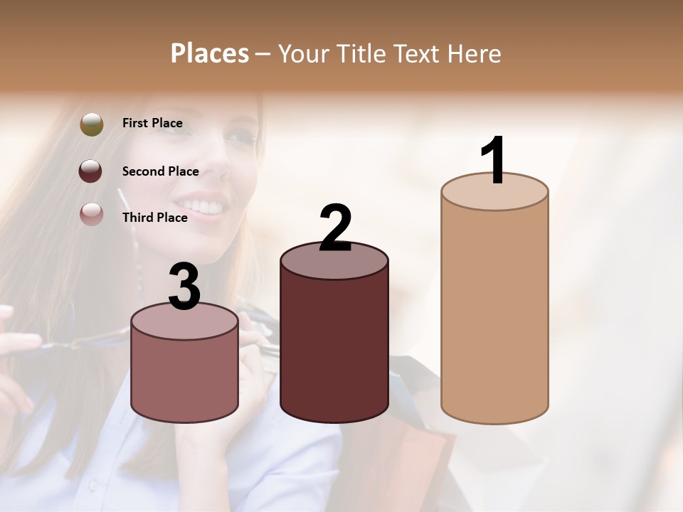 Girl Shopaholic Caucasian PowerPoint Template