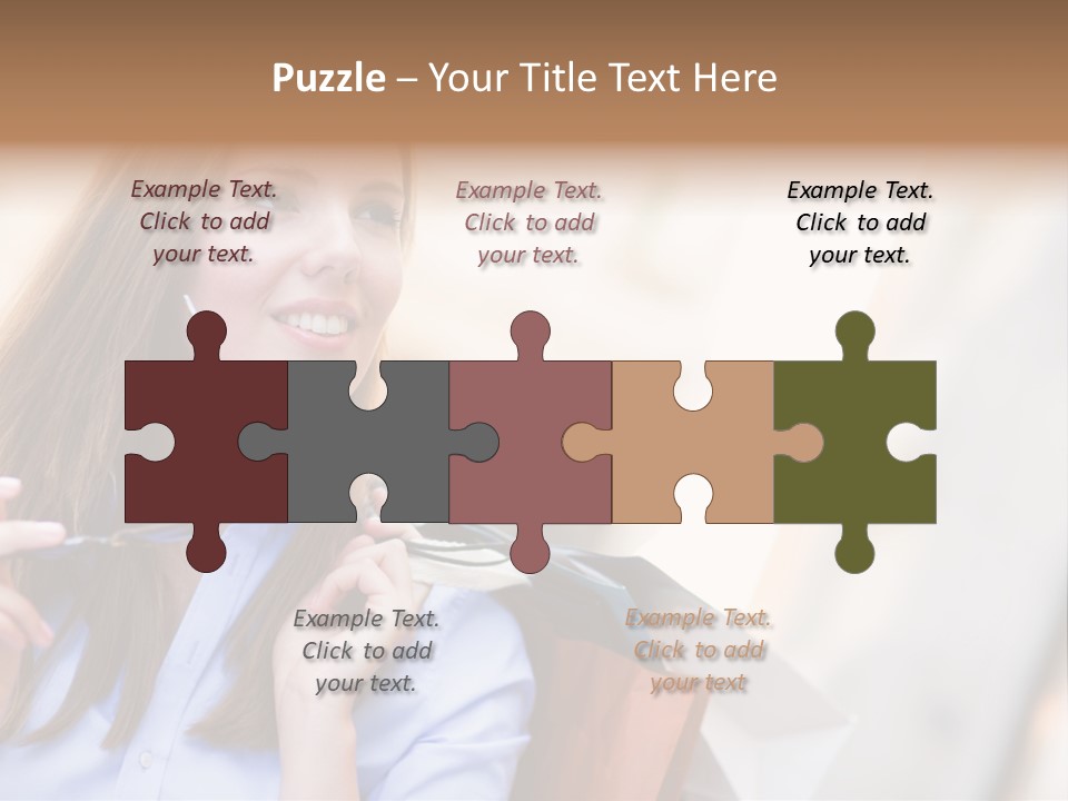 Girl Shopaholic Caucasian PowerPoint Template