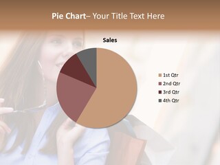 Girl Shopaholic Caucasian PowerPoint Template