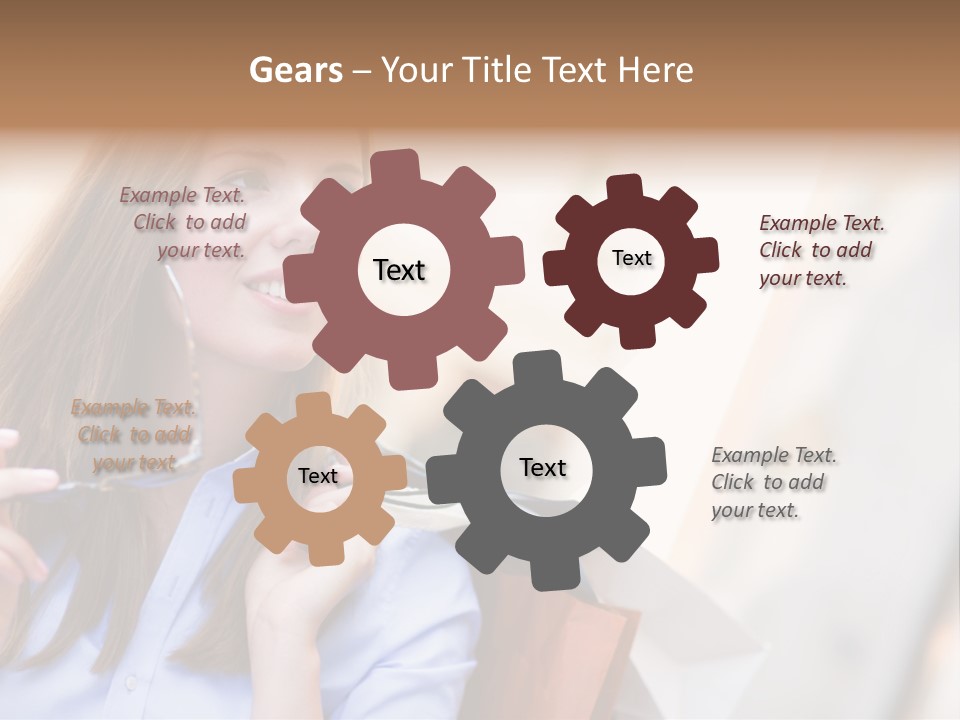 Girl Shopaholic Caucasian PowerPoint Template