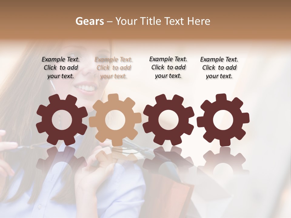 Girl Shopaholic Caucasian PowerPoint Template