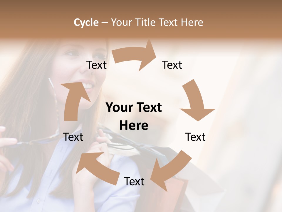 Girl Shopaholic Caucasian PowerPoint Template