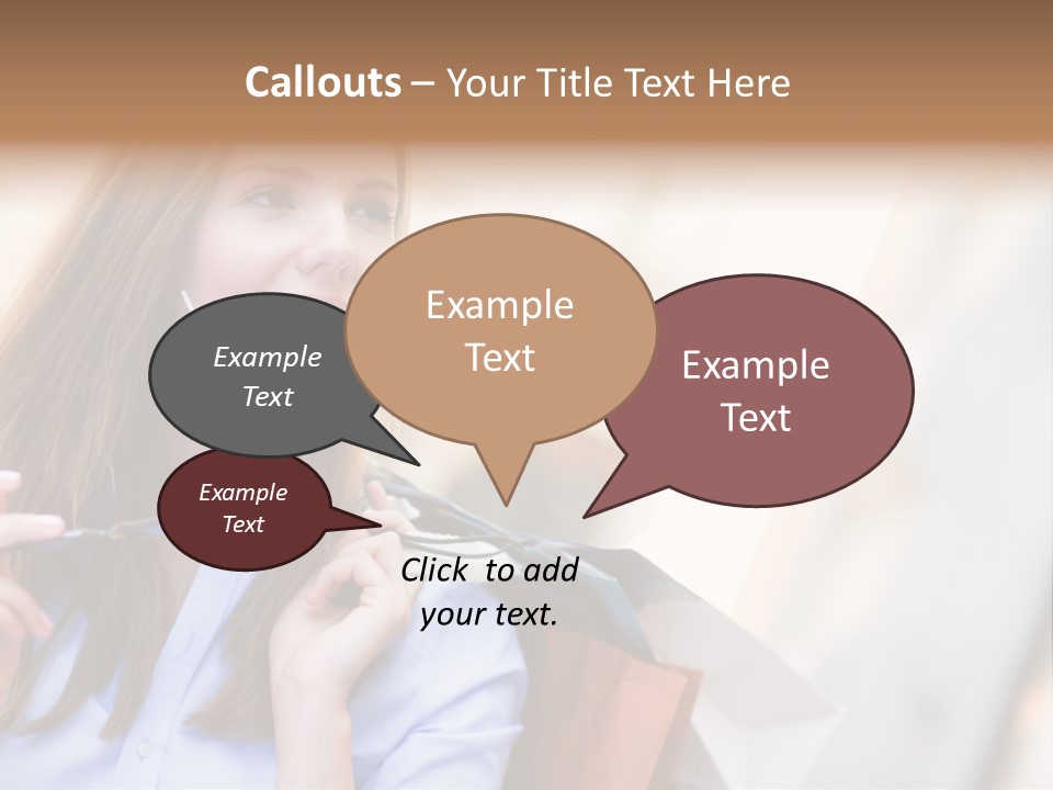 Girl Shopaholic Caucasian PowerPoint Template