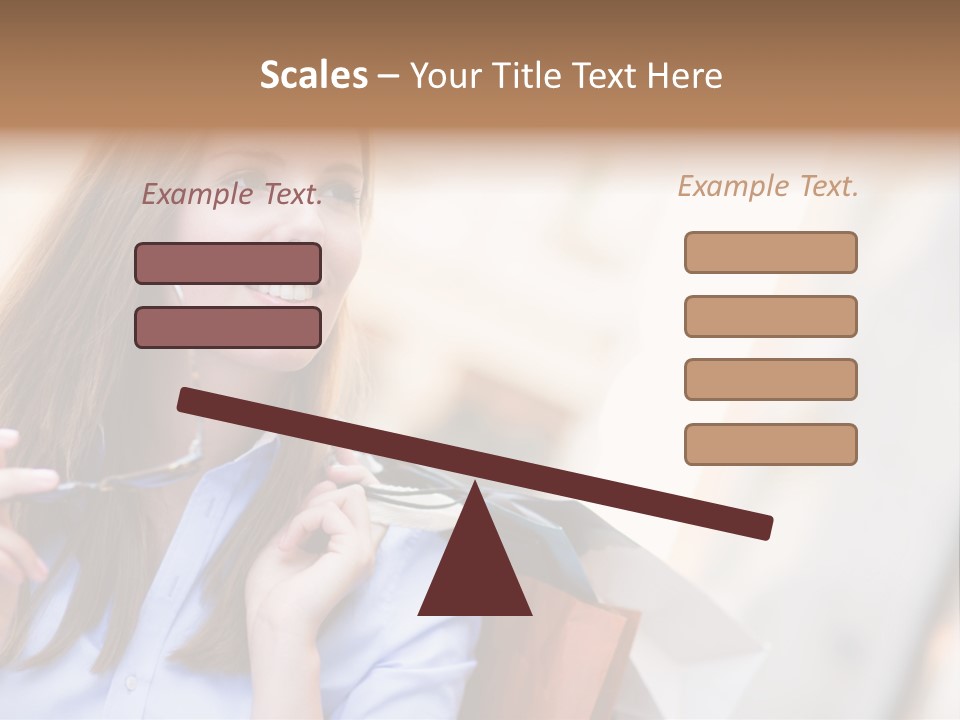 Girl Shopaholic Caucasian PowerPoint Template