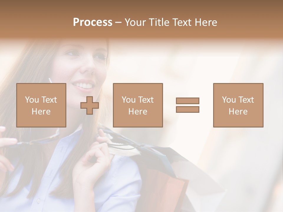 Girl Shopaholic Caucasian PowerPoint Template