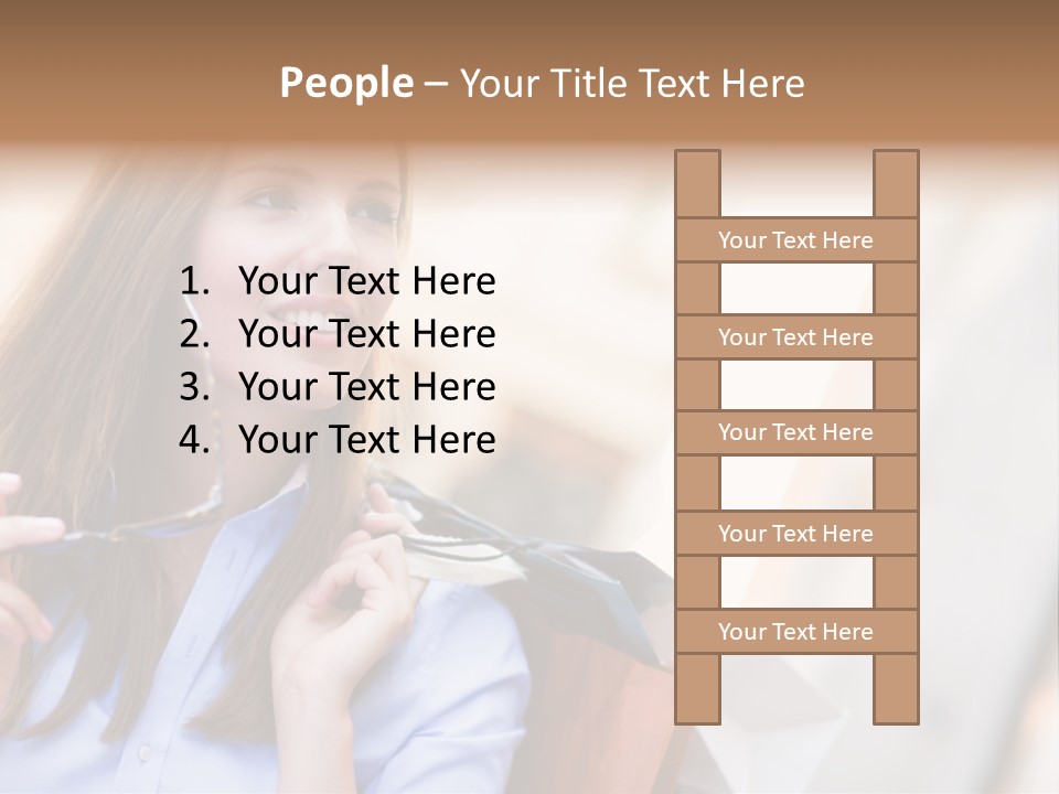 Girl Shopaholic Caucasian PowerPoint Template