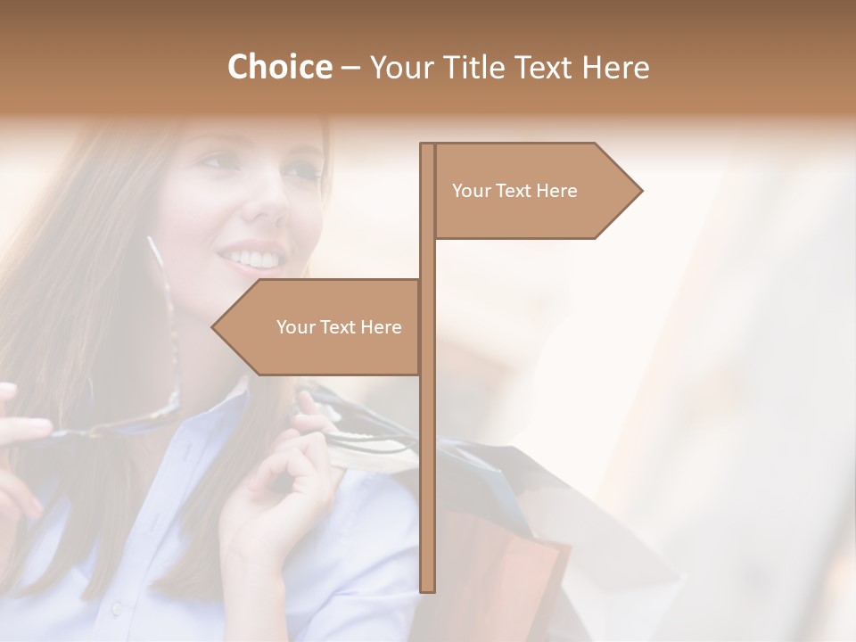 Girl Shopaholic Caucasian PowerPoint Template