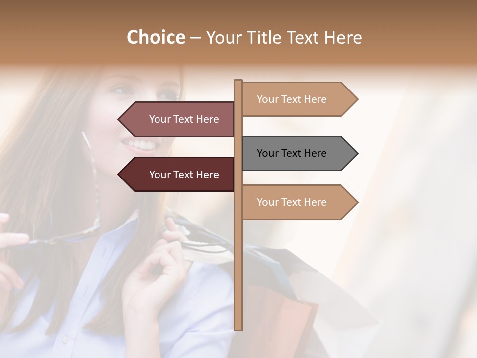 Girl Shopaholic Caucasian PowerPoint Template