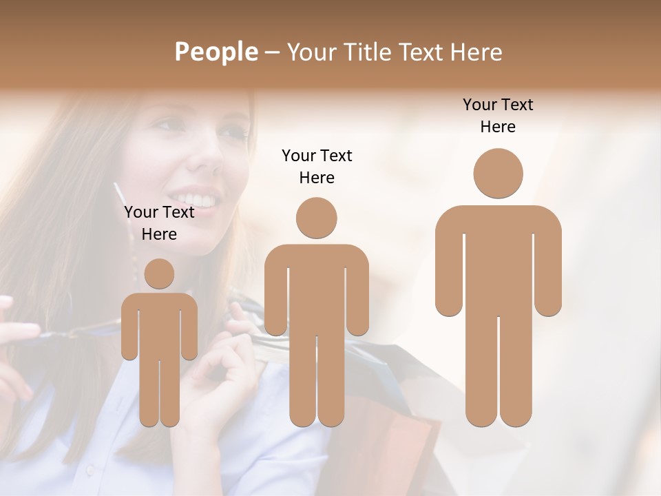 Girl Shopaholic Caucasian PowerPoint Template