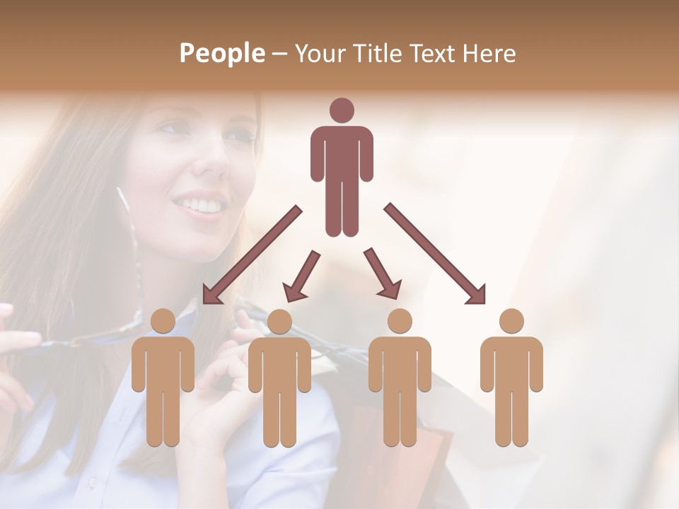 Girl Shopaholic Caucasian PowerPoint Template