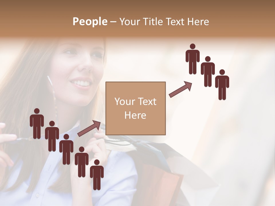 Girl Shopaholic Caucasian PowerPoint Template