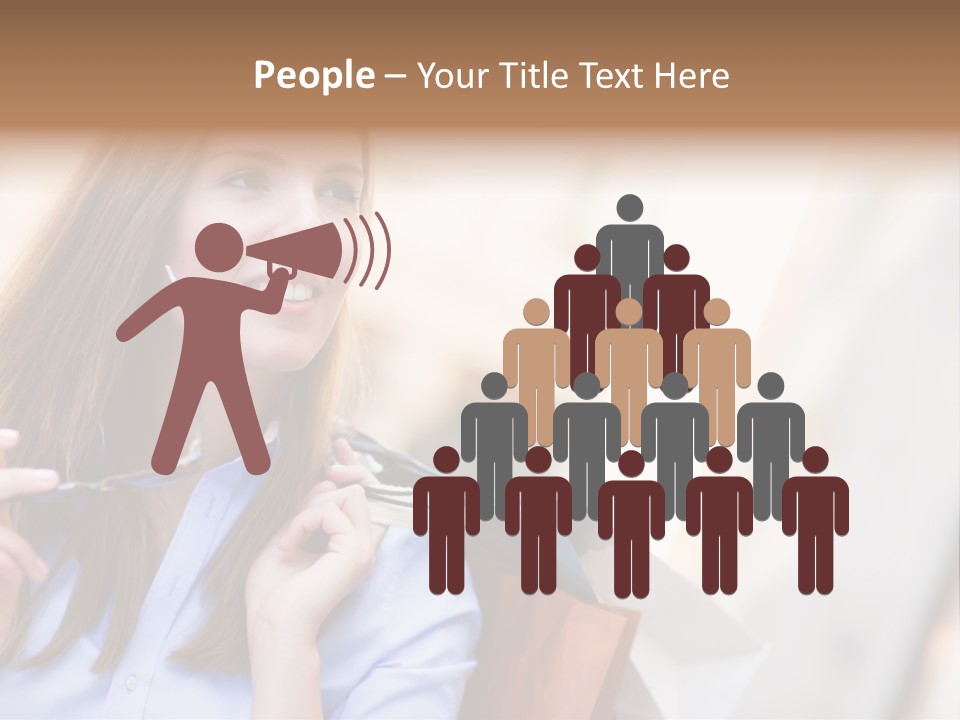 Girl Shopaholic Caucasian PowerPoint Template