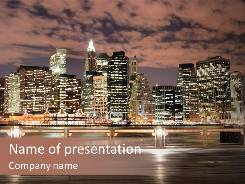 Geometric City Downtownmanhattan PowerPoint Template