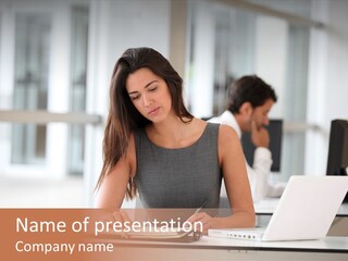 Indoors Businesswoman Professional PowerPoint Template