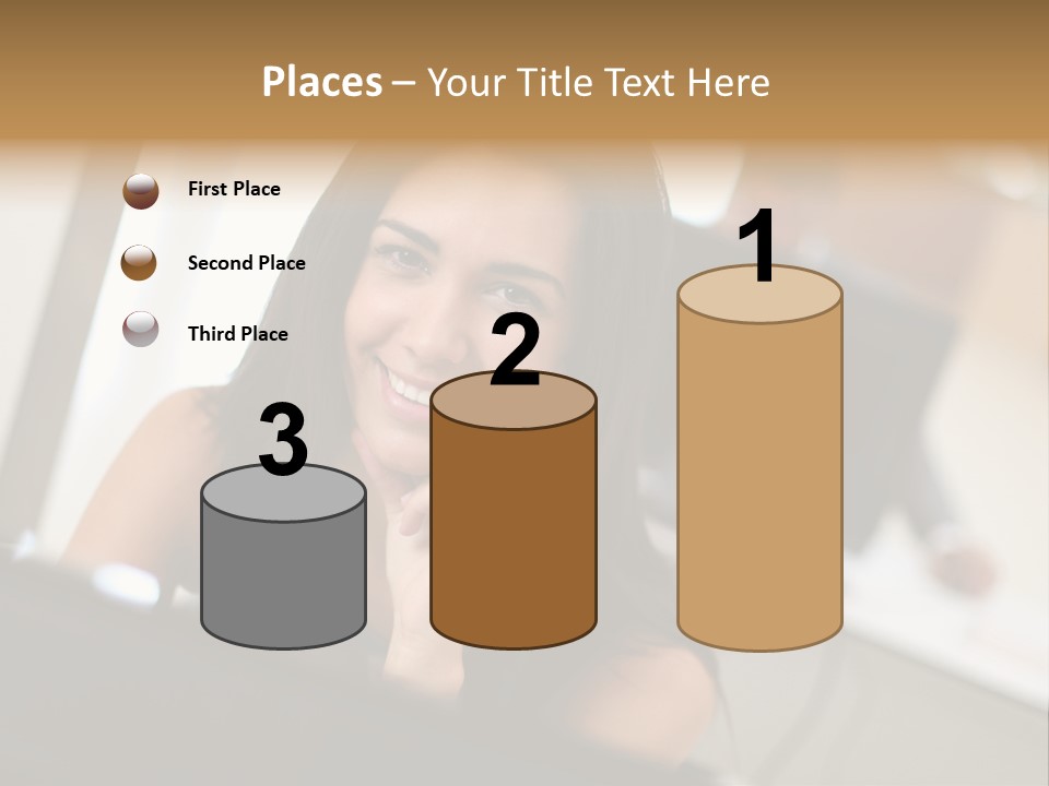 Worker Young Woman Success PowerPoint Template
