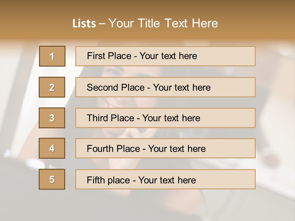 Worker Young Woman Success PowerPoint Template