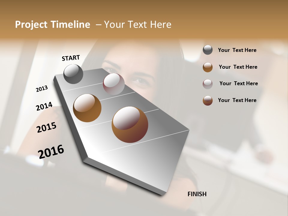 Worker Young Woman Success PowerPoint Template