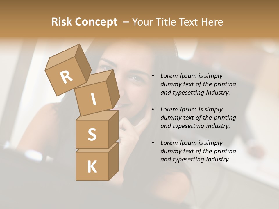 Worker Young Woman Success PowerPoint Template