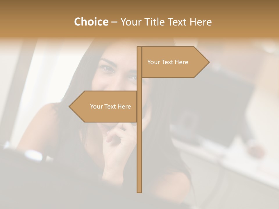 Worker Young Woman Success PowerPoint Template