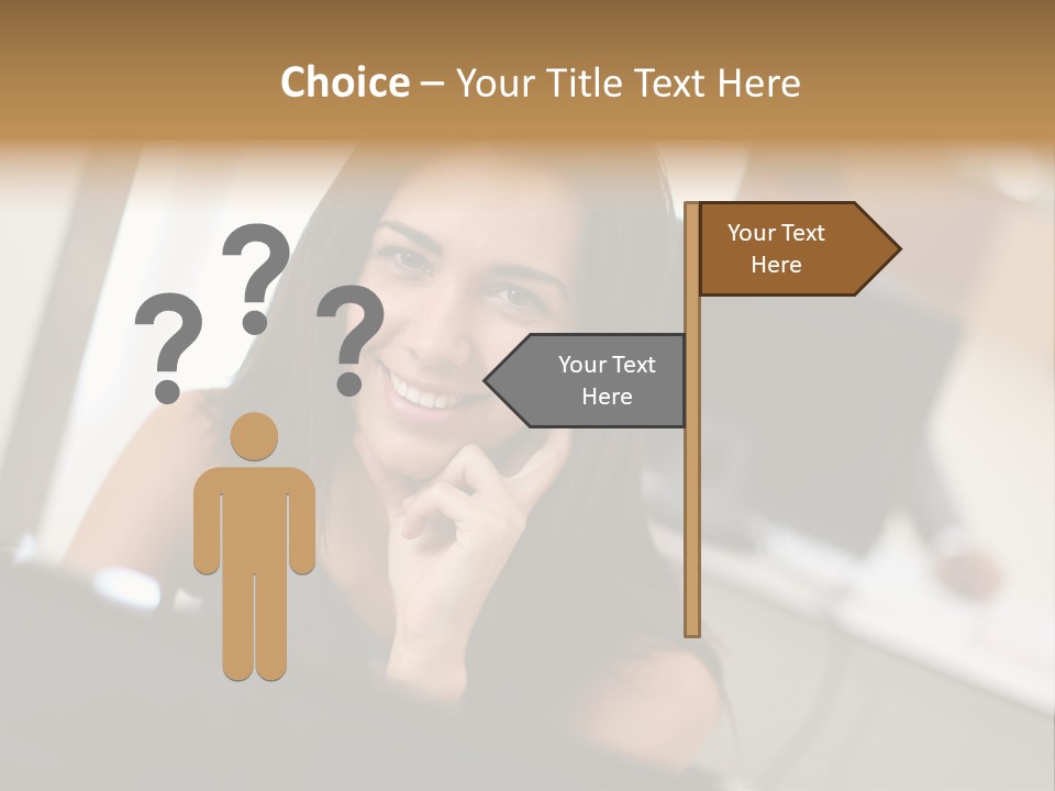 Worker Young Woman Success PowerPoint Template