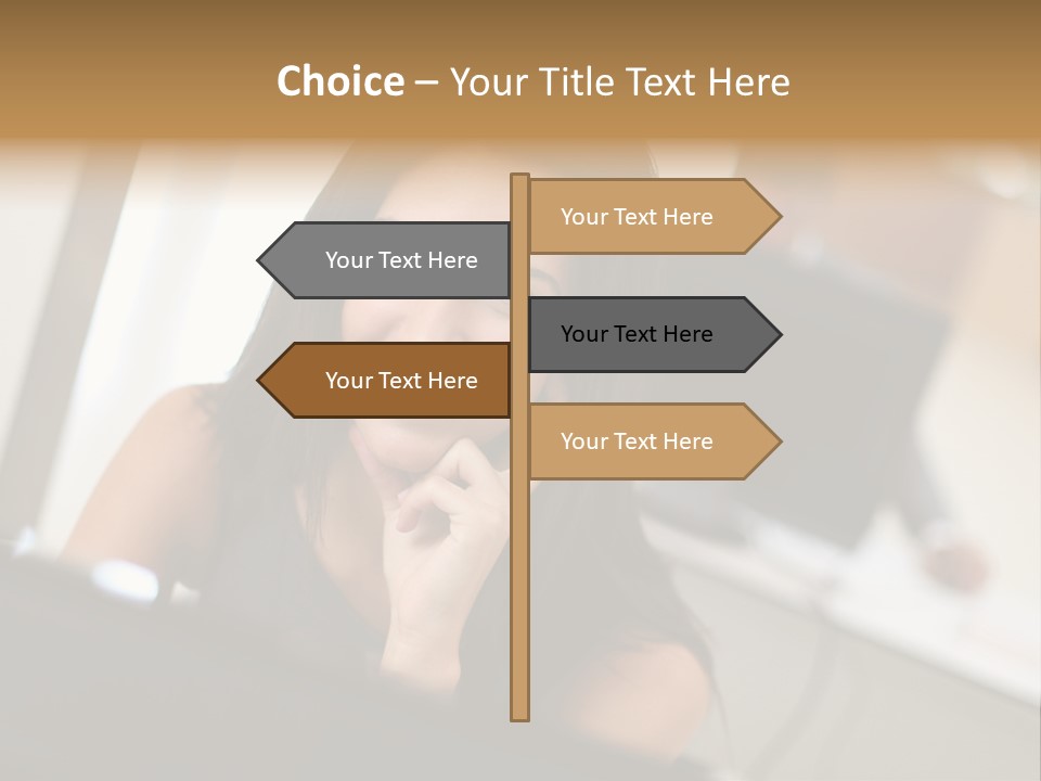 Worker Young Woman Success PowerPoint Template