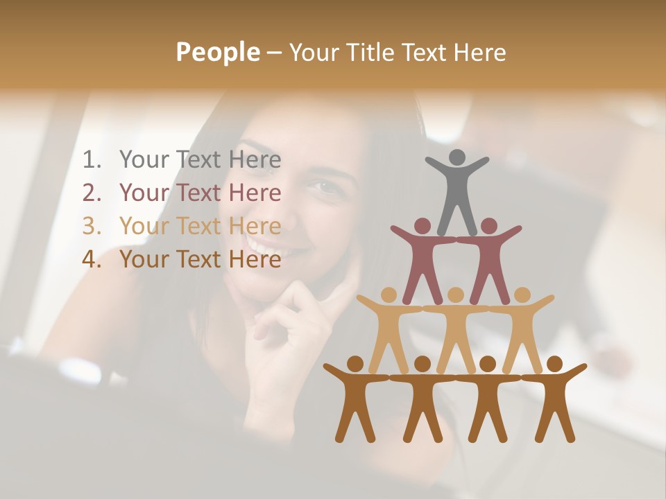 Worker Young Woman Success PowerPoint Template