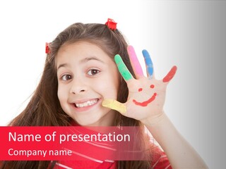 Palm Painted Child Girl PowerPoint Template