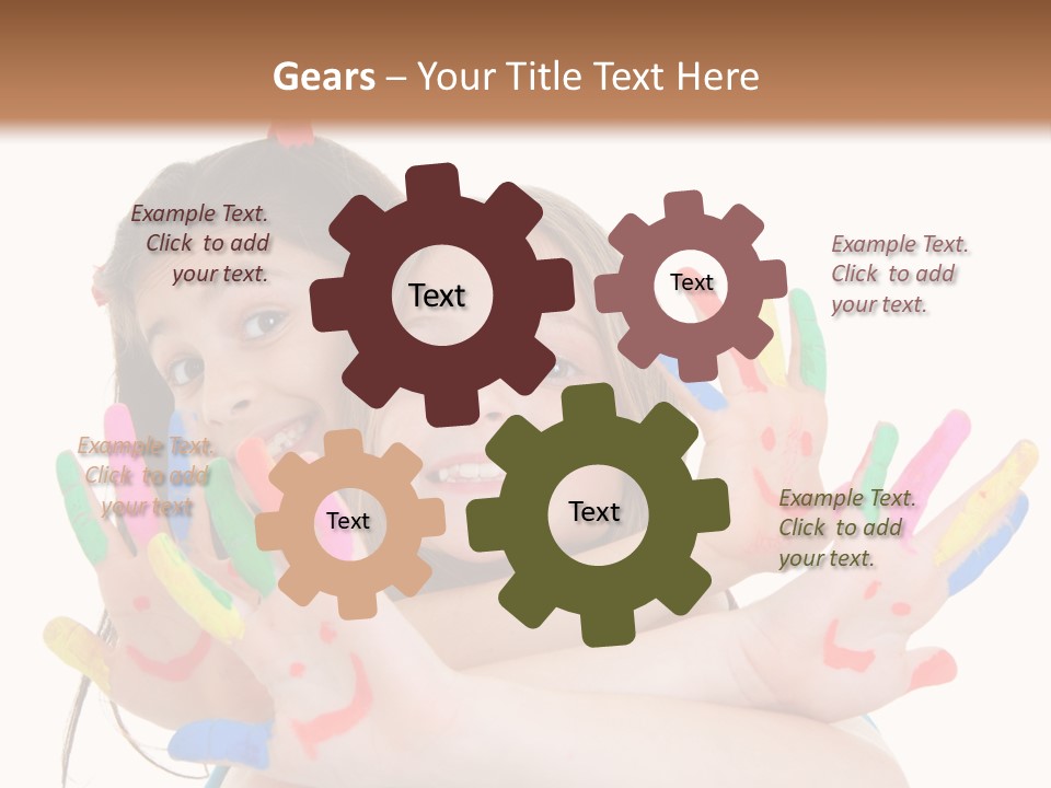 Cute Fingerpaint Female PowerPoint Template