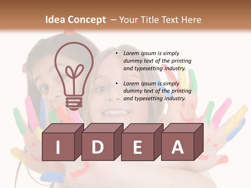 Cute Fingerpaint Female PowerPoint Template