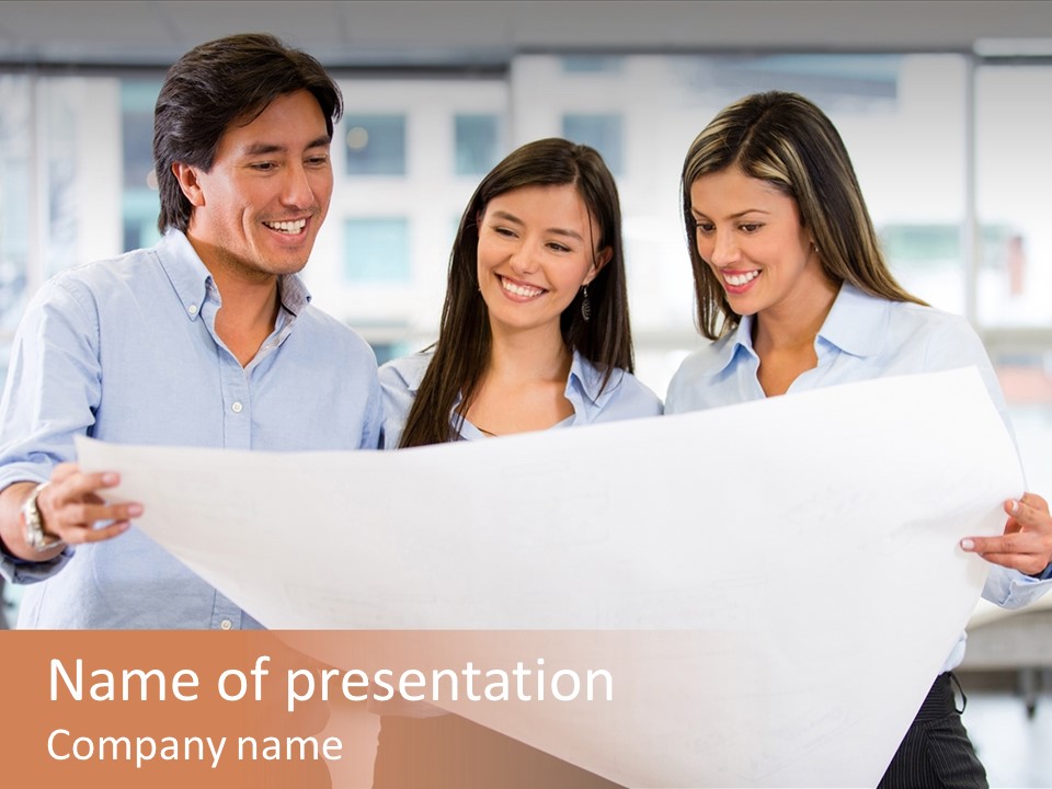 Colleagues Smiling Business PowerPoint Template