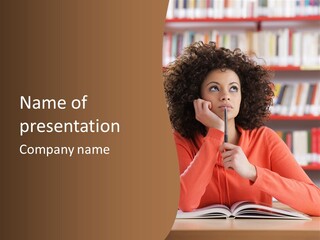 Girl Student Thinking PowerPoint Template