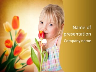 Kindheit Blondine Kid PowerPoint Template