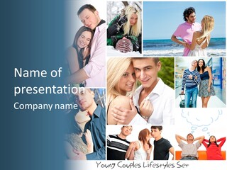 Male Lovers Ocean PowerPoint Template