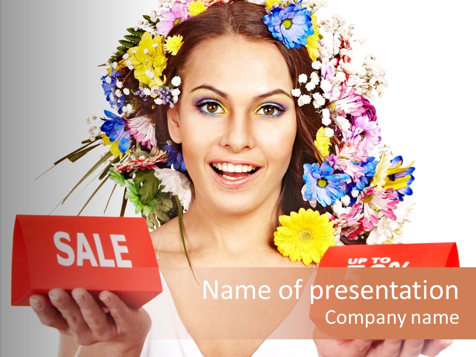 Girl Advertisement Hand PowerPoint Template