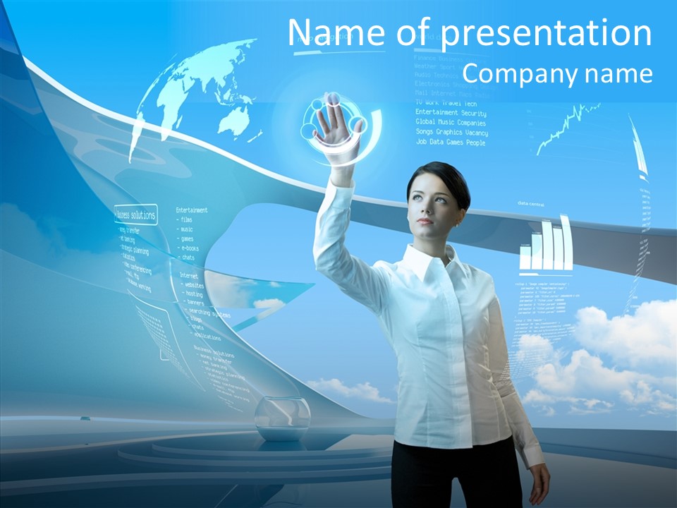 Technology Button Brunette PowerPoint Template