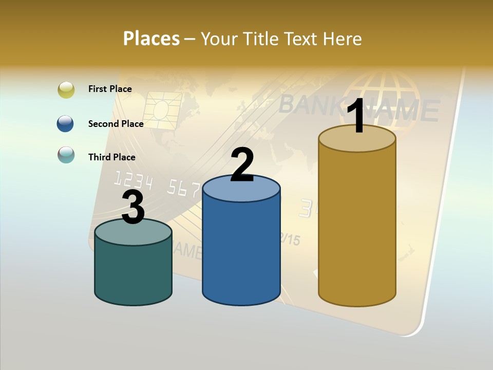 Card Banking Golden PowerPoint Template